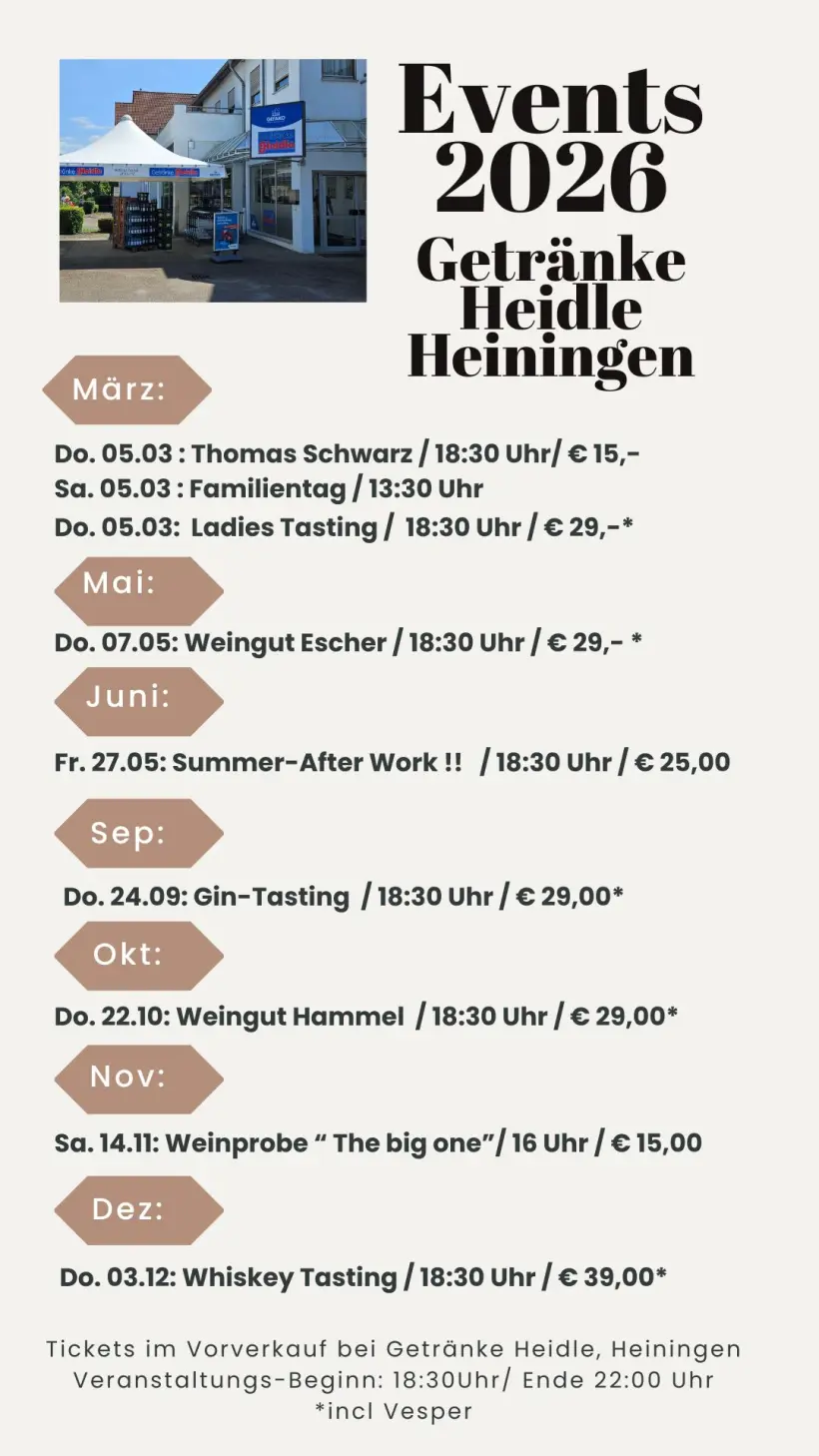 Tasting/ Events Heiningen 